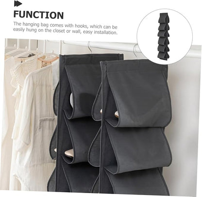 SOLUSTRE Double-Sided Closet Hanging Organizer Bag 12 Compartments for Clothes Towels Shoes -Saving Fabric Storage Solution for Bedroom and Home