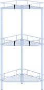 HuggieGems 3 Tier Floor Standing Corner Shower Caddy Organizer Shelf with Hooks, Bathroom Shelves Stand Rack, Blue