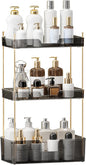 Akinbas 3 Tier Bathroom Organizer Countertop Makeup Perfume Tray Skincare Organizer for Bathroom Dresser Vanity (Grey)