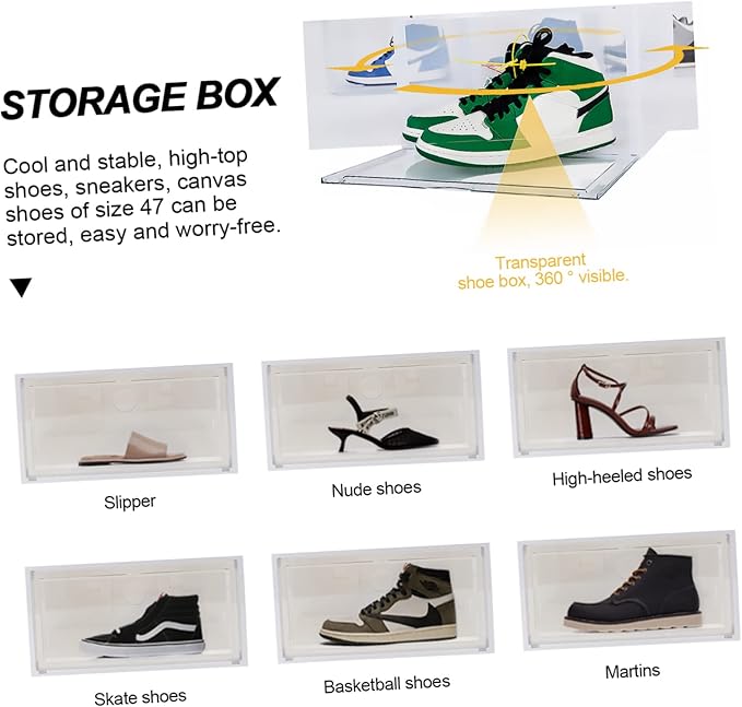 1pc Shoe Storage Box Organizer for Home Capacity Dust Container Side Opening Door for Sneakers Accessories and Items