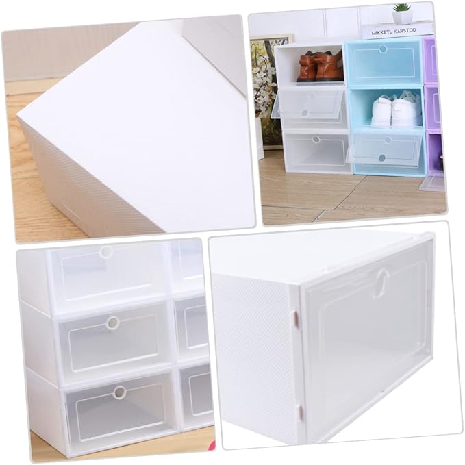 6pcs Transparent Stackable Shoes Box Drawer Type Shoe Organizer for Closet Storage Container for Sneakers Easy Access and Space-saving