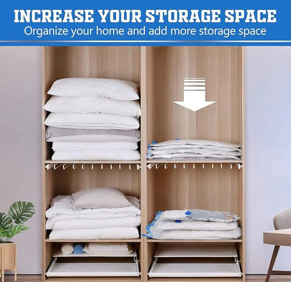 5 Pieces Vaccum Storage Bags With Manual Pump I Airtight and Reusable Space Saver Double Ziplock Compression Bags I Jumbo Size, Large Size, Medium Size