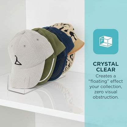 Boxalls Hat Stand for Baseball Caps 2 Pack, No-Install Acrylic Hat Organizer and Display for Closet/Desktop, Baseball Hat Storage Holds 14 Caps, Space Saver Hat Rack Hat Holder