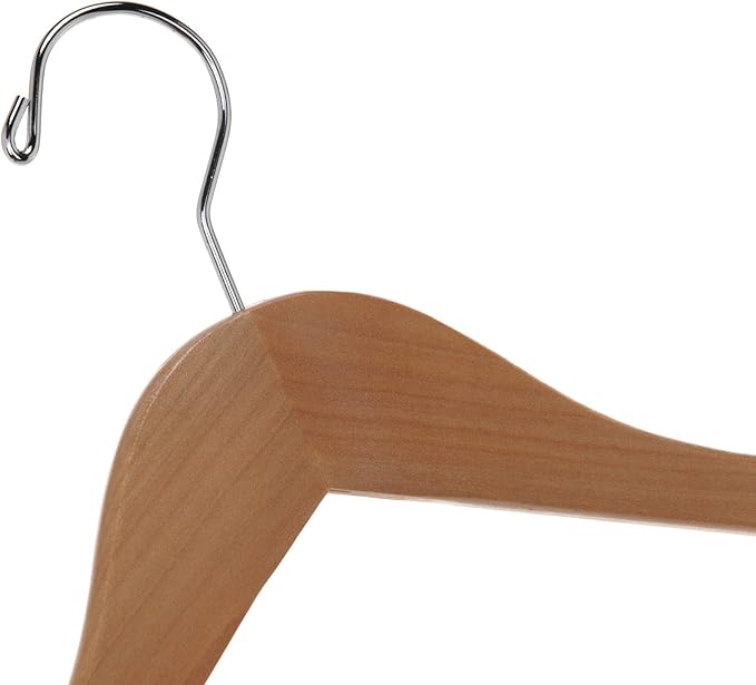 Quality Semi Curved Wooden Suit Hangers, 20-Pack Smooth Finish Solid Wood Coat Hanger with Swivel Hook, Jacket, Pant, Dress Clothes Hangers (Natural, 20)