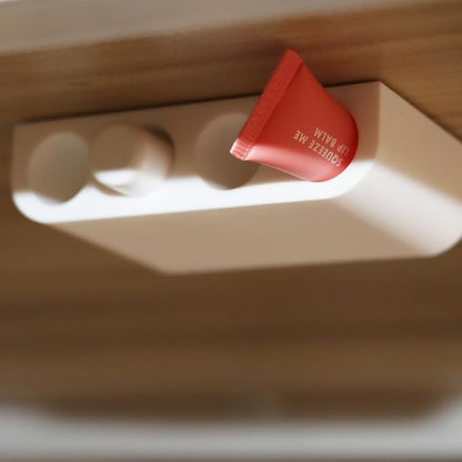 PIAOLGYI Under Desk Lip Balm Holder,Chapstick Holder Holds 4 Standard Tubes of Chapstick(White)