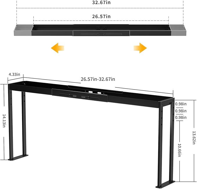 Spice Rack Shelf for Kitchen Stove, Adjustable 27 to 33 Inch Spice Rack Organizer, 4 Level Adjustable Height Stove Top Shelf for Kitchen, Over the Stove Shelf for Curved Stove, Black