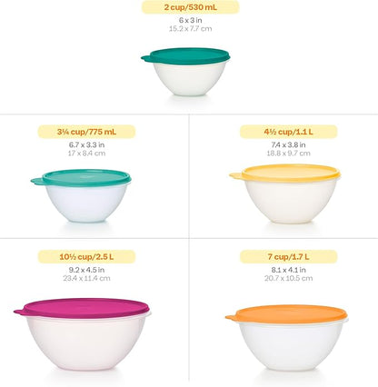 Tupperware Heritage Wonderlier 10 Piece Food Storage Bowl Set in Fauna Colors - Dishwasher Safe & BPA Free - (5 Containers + 5 Lids)