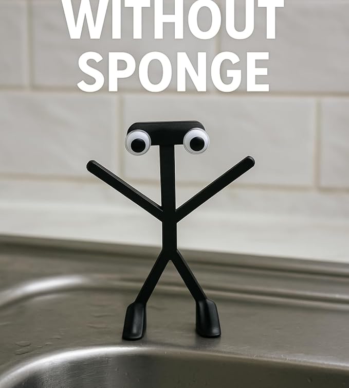 Chatelet Sponge Man Holder for Scrub Daddy | Funny Stick Figure Sink Organizer | Fun & Functional Countertop Accessory | Compatible with Scrub Daddy Scrubbers | Made in USA (White w/Suction Cups)