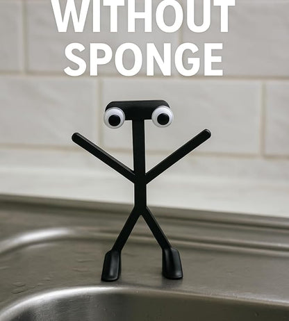 Chatelet Sponge Man Holder for Scrub Daddy | Funny Stick Figure Sink Organizer | Fun & Functional Countertop Accessory | Compatible with Scrub Daddy Scrubbers | Made in USA (White w/Suction Cups)