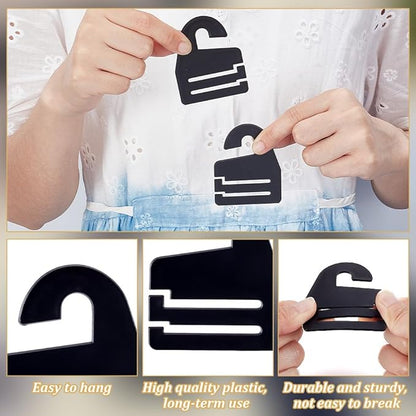 AHANDMAKER 30Pcs Black Tie Hanger, Necktie Holder Organizer for Retail Display Closet Storage Space Saving Plastic Neck Tie Hook Hangers for Men Women Ties Belts Scarves, 2.1x2.6 Inches