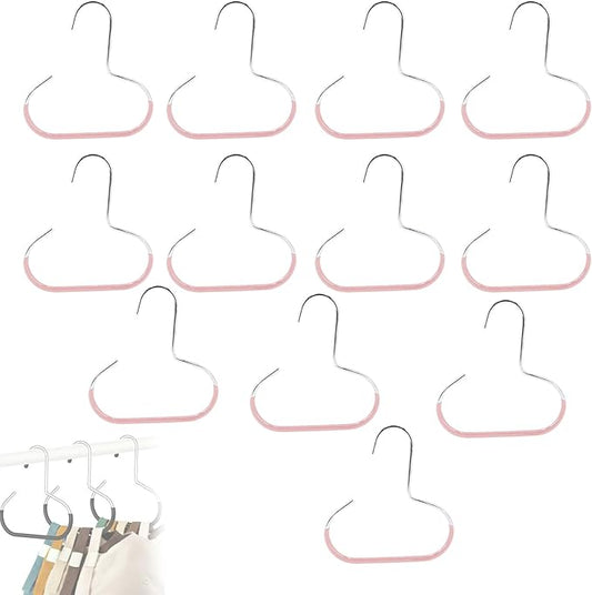 Durable Steel Hangers: Maximize Closet Space with Versatile Storage, Stainless Steel Hat Hangers for Closet, Hat Rack Hats Holder for Baseball Caps, Scarf and Hats Organizer (Pink,12 PCS)