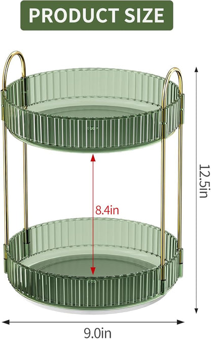 360° Rotating Makeup Organizer, Large Capacity Skincare Organizer, 2 Tier Cosmetic Skin Care Perfume Dresser Organizer, Fits Cosmetics, Perfume, Skin Care, Lipstick