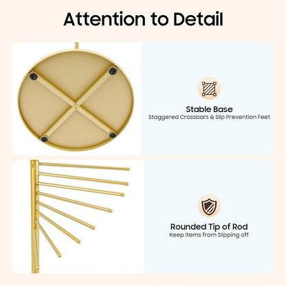 Scarf Display Rack 5.58ft Modern Freestanding Scarf Display Rack for Retail Stores, Homes & Offices, Spiral Iron Stand (Gold)