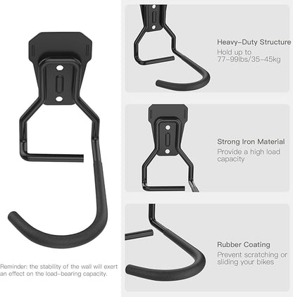 Housolution Bike Wall Mount with Fixed Hook, [8 Pack] Heavy Duty Bike Storage Rack, Bike Rack Vertical Stand for Garage - Easily Hang/Detach - with Screws Iron Bike Hanger Brackets