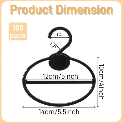 ZAVOOS 100 Pack Scarf Hanger, 5.5 Inch Plastic Scarf Organizer Space Saving for Closet, Black Multi-Functional Tie Belt Hanging Rack Holder Bulk for Multiple Scarves, Wardrobe Storage