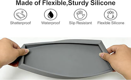 Bloss Silicone Counter Tray Set for Bathroom/Kitchen - 8 x 4 inch Bathroom Soap Dispenser Tray and Soap Holder, Silicone Vanity Trays Countertop Organizer for Scrubber, Perfume, Jewelry, Candle