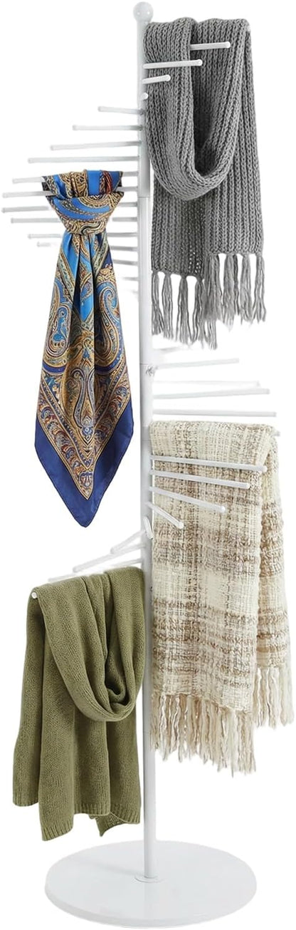 Scarf Display Rack 5.58ft Modern Freestanding Scarf Display Rack for Retail Stores, Homes & Offices, Spiral Iron Stand (White)