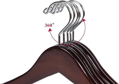 Quality Hangers Wooden Hangers Beautiful Sturdy Suit Coat Hangers with Locking Bar Mahogany (5)