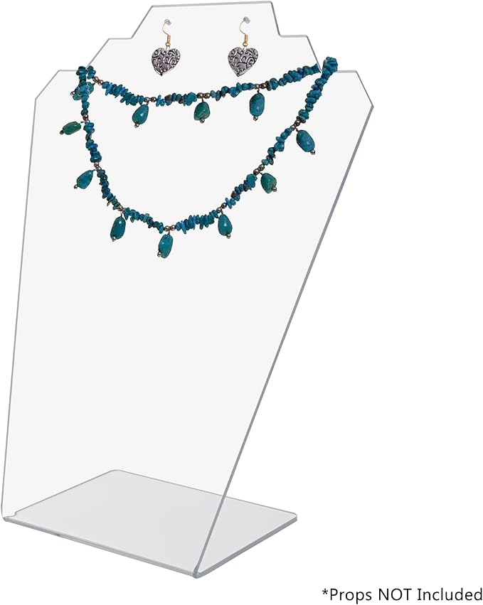 Marketing Holders 2 Pack Jewelry Display Stand 8.5" x 11" Clear Acrylic Slant Back Holds Necklaces Bracelets and One Set of Earrings Craft Shows Artisan Markets Department Stores Bridal Shops