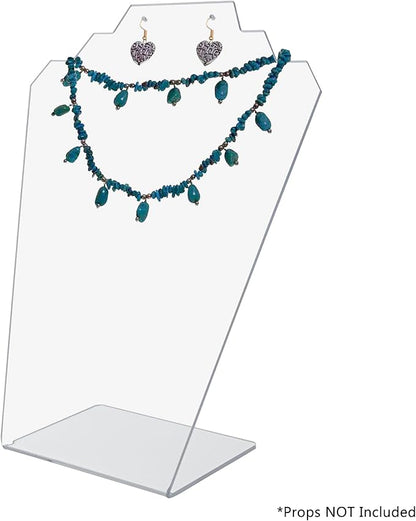 Marketing Holders 2 Pack Jewelry Display Stand 8.5" x 11" Clear Acrylic Slant Back Holds Necklaces Bracelets and One Set of Earrings Craft Shows Artisan Markets Department Stores Bridal Shops