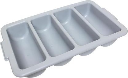 TrueCraftware- 4 Compartments Silverware Organizer Cutlery Tray Gray Color 22-1/2" x 13" x 4"- Plastic Utensils Drawer Holder Cutlery Holder for Kitchen Home and Restaurant Organization