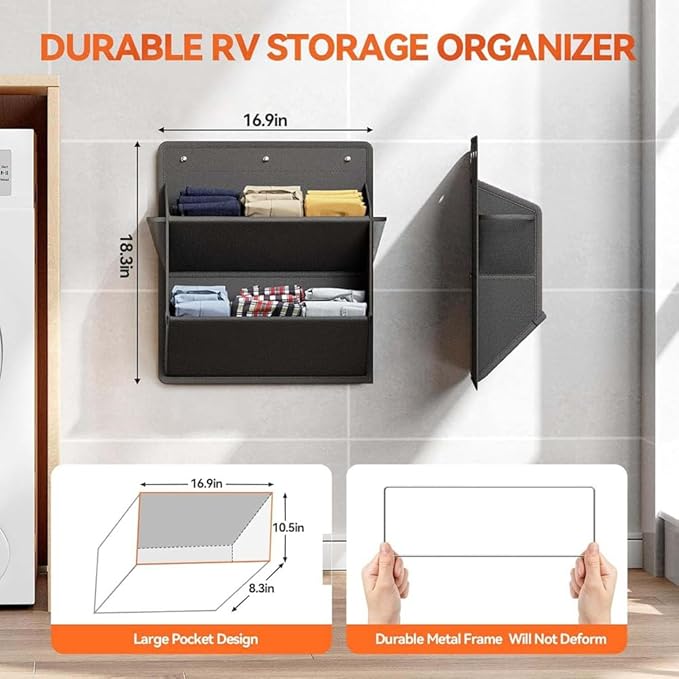 2 Pack RV Shoe Storage with Sticky Adhesive Tape, Over The Door Shoe Rack,Wall Hanging Shoe Organizer with Pockets Black