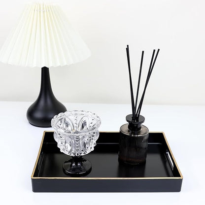 Spsyrine Black Bathroom Vanity Tray with Handles for Dresser Tops, Countertop, Perfume Decorative Tray, 11.8” * 7.87” *1.37”