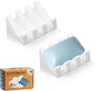 Self Draining Soap Dish Holder,Silicone Soap Dish,for Bathroom,Kitchen, Sponges，Can Extend Soap Life，Keep Soap Bars Dry and Easy Cleaning (White,2-Pack)