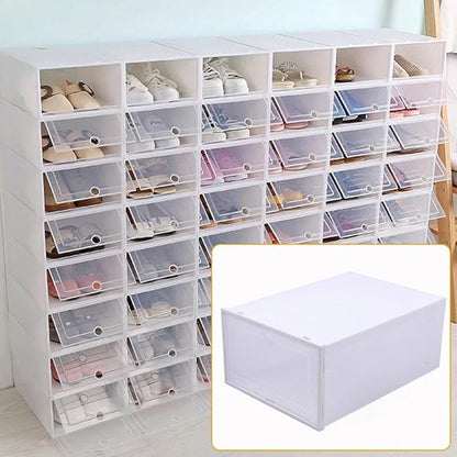 for Optional 20/24x Shoe Box Organizer Foldable Storage Plastic Clear Box Stackable