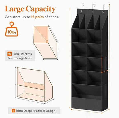 Over The Door Shoe Organizer, 11-Pocket Large Capacity Oxford Shoe Rack, 47.24 Inches Space-Saving Home Storage For Sneakers, Women's High Heels, And Accessories
