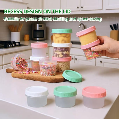 Food Storage Containers - 12 Pack 6.8 oz Freezer Storage Containers with Twist Top Lids, Leakproof, BPA Free, Microwave & Dishwasher Safe Takeout Container - Ideal for Soup and More