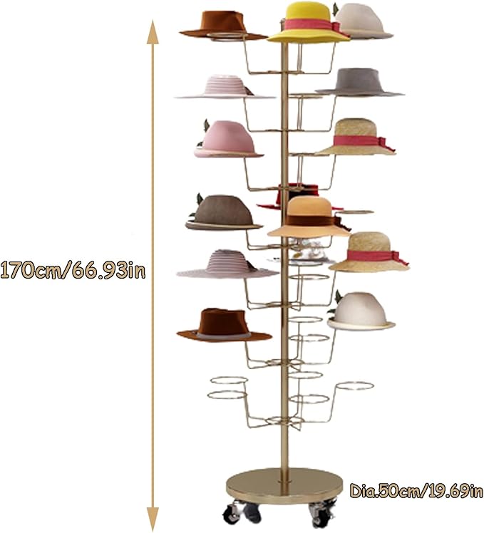 Metal Hat Rack, Retail Freestanding Hat Wig Display Stand, Floor-Standing Hats Wigs Holder Tree, Commercial Large Hats Organizer Cap Hanger for Hat Store Shop and Cloakroom