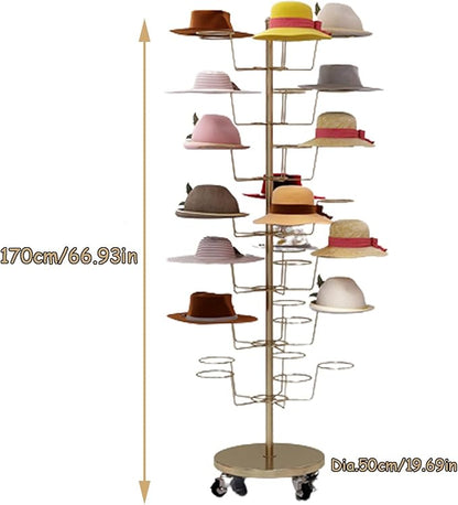Metal Hat Rack, Retail Freestanding Hat Wig Display Stand, Floor-Standing Hats Wigs Holder Tree, Commercial Large Hats Organizer Cap Hanger for Hat Store Shop and Cloakroom