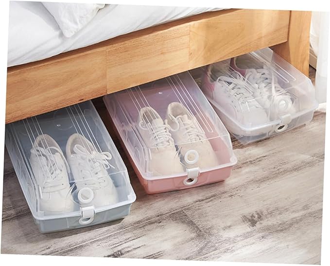 MAGICLULU 2pcs Thicken Transparent Plastic Shoebox Container Stackable Shoe Storage Box for Home Organization for Spaces Sky-blue
