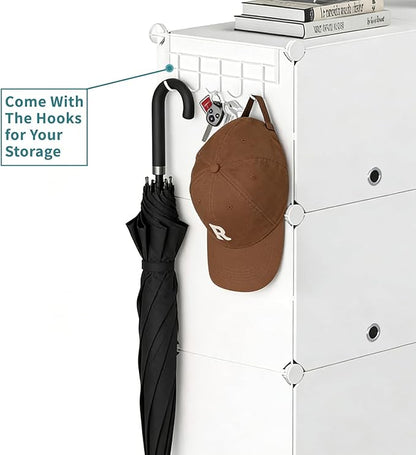 Simple Deluxe 8-Tier Shoe Rack Organizer with Doors, Stackable Shoe Storage Cabinet for Entryway Closet, Plastic Shoe Shelf with Metal Frame, Holds up to 32 Pairs for Bedroom Hallway, White