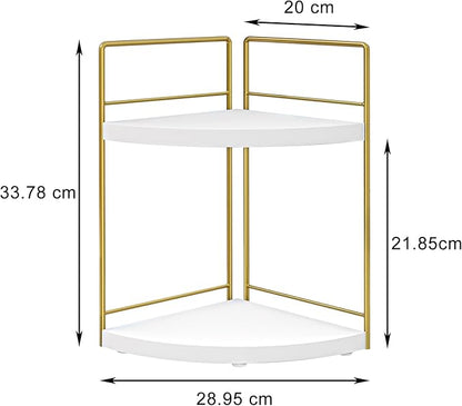 2 Pack Bathroom Counter Organizer, 2 Tier Corner Bathroom Counter Organizer Wooden Vanity Organizers for Bathroom Organizers and Kitchen Storage Dresser Decoration