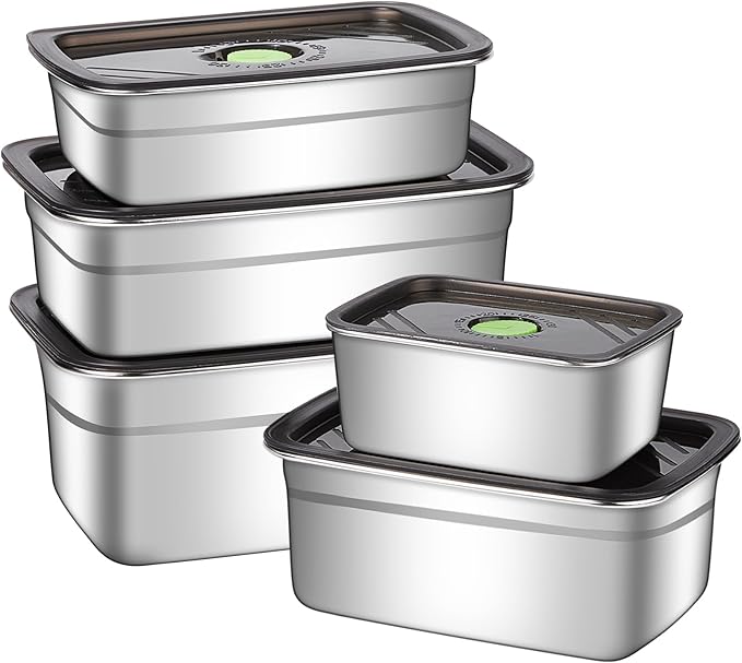 GIUOIDUO 10-Piece Stainless Steel Food Storage Container Set with Airtight Lids - Durable, Eco-Friendly Kitchen Organizers for Freshness & Convenience，Pantry, Dishwasher Safe (Various Sizes)