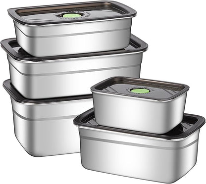 GIUOIDUO 10-Piece Stainless Steel Food Storage Container Set with Airtight Lids - Durable, Eco-Friendly Kitchen Organizers for Freshness & Convenience，Pantry, Dishwasher Safe (Various Sizes)