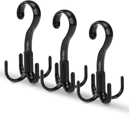 TinkSky Belt Hanger Scarf Tie Rack Holder Hook for Closet Organizer 360 Degree Rotating 3 Pack