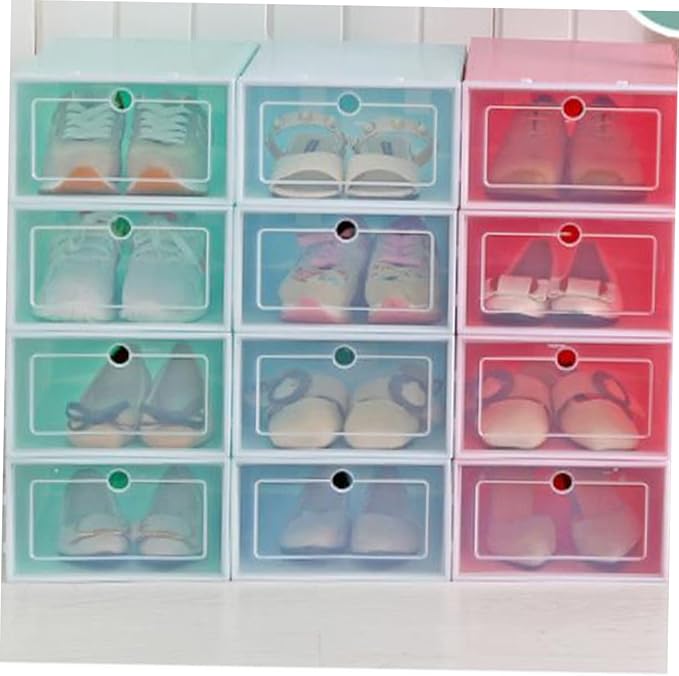 Holibanna Shoe Containers 6pcs Set Thicken Storage Boxes Clear Plastic Stackable for Shoes Closet Bedroom