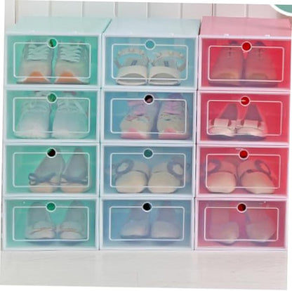 Holibanna Shoe Containers 6pcs Set Thicken Storage Boxes Clear Plastic Stackable for Shoes Closet Bedroom