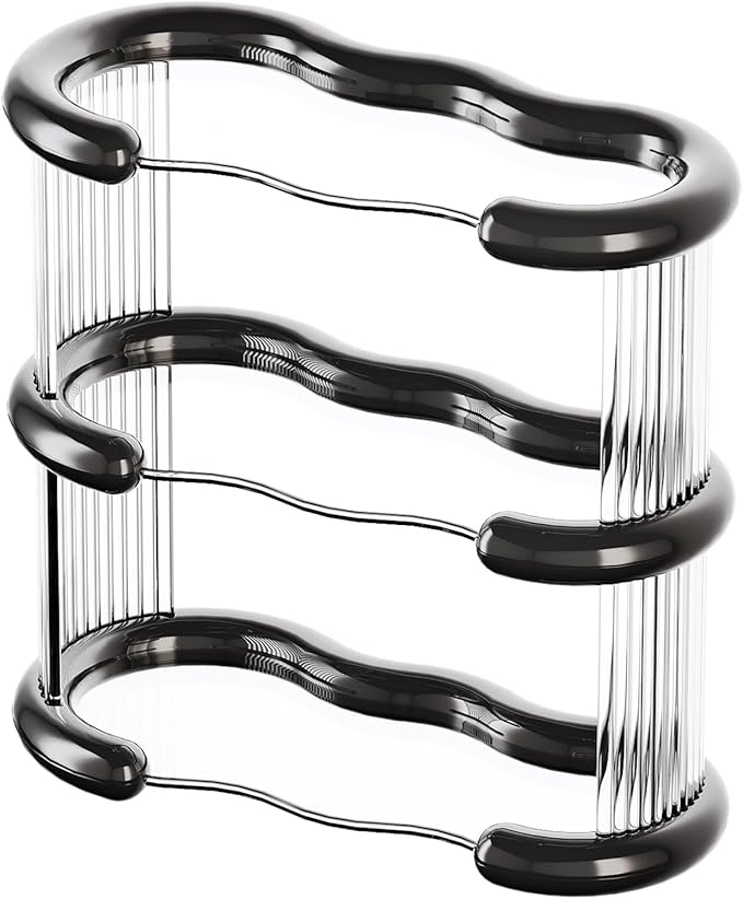 SYNCVIBE 3 Tier Bathroom Countertop Organizer Perfume Display Tray for Dresser Makeup Organizer Shelf for Vanity Bathroom Storage Perfume Tray Home Storage Holder for Skincare (Black, Oval)