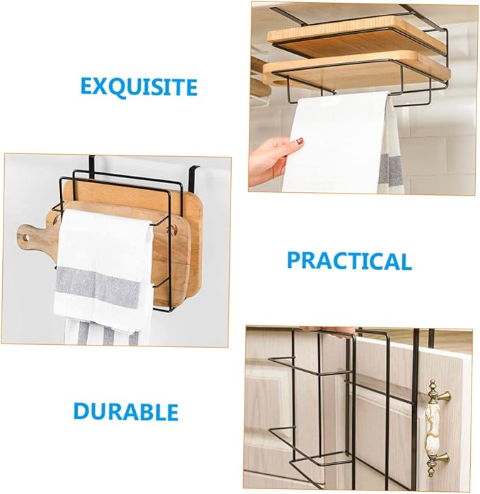 2Pcs Cabinet Door Organizer Iron Towel Rack Storage Double Layer for Kitchen and Bathroom Easy Installation No Drilling Required