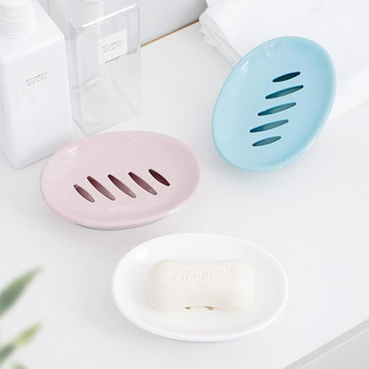 Soap Holder Storage Rack Plastic Dish 2-Pack With Drain Easy Cleaning Saver Dry Stop Mushy Tray for Shower Bathroom