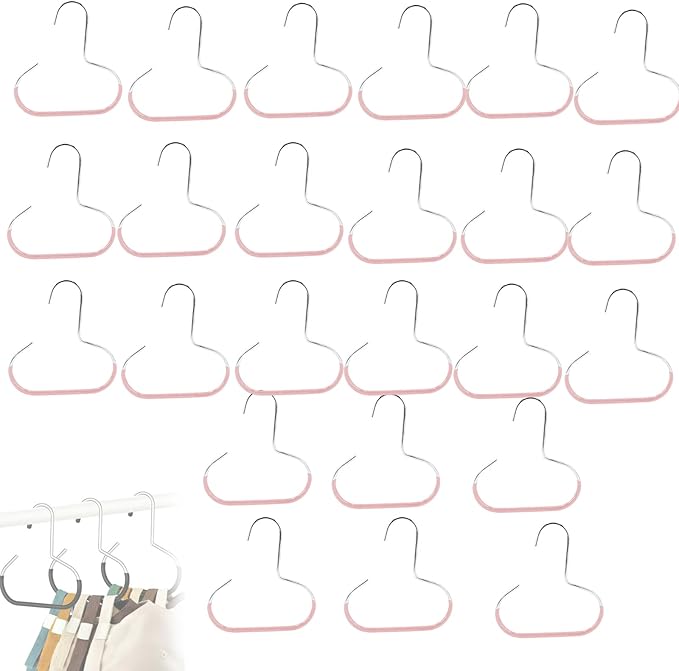 Durable Steel Hangers: Maximize Closet Space with Versatile Storage, Stainless Steel Hat Hangers for Closet, Hat Rack Hats Holder for Baseball Caps, Scarf and Hats Organizer (Pink,24 PCS)