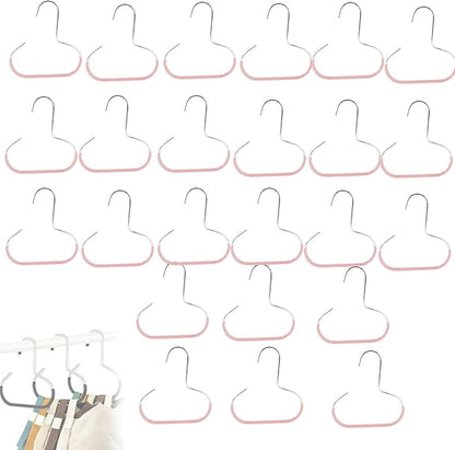 Durable Steel Hangers: Maximize Closet Space with Versatile Storage, Stainless Steel Hat Hangers for Closet, Hat Rack Hats Holder for Baseball Caps, Scarf and Hats Organizer (Pink,24 PCS)