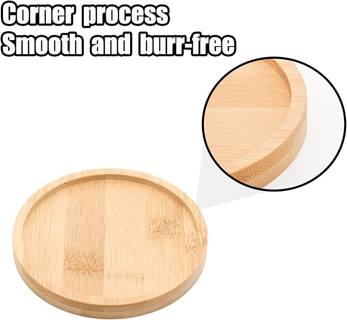 Bamboo Round Tray – 3.7” Outer Diameter, 3.4” Inner Diameter, Reusable Bamboo Plate, Mini Wood Dish for Snacks, Jewelry, Vanity, Candle or Bathroom Decor