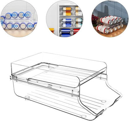 Garneck Beverage Can Dispenser Double Soda Can Organizer for Refrigerator Space-saving Drink Storage Rack for Kitchen Pantry Rvs