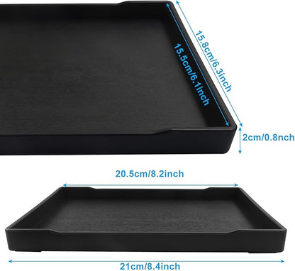 Small Bathroom Vanity Tray, (8.5 inch x 6.3 inch) Soap and Sponge Holder, Rectangular Serving Tray for Candle, Lotion Bottles, Scrubber(Black)
