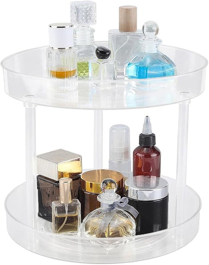 360 Acrylic Rotation Makeup Organizer Clear Acrylic Lazy Susan Turntable Organizer for Cabinet Kitchen Pantry Organization Storage Makeup Bathroom Countertop Organizing Rotating Spice Rack
